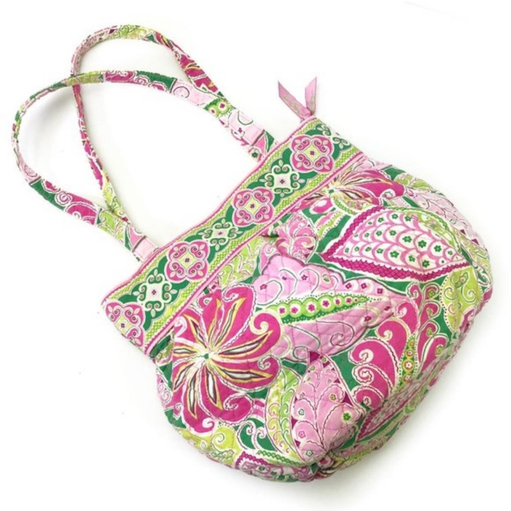 Vera Bradley Vibrant Pink and Green Patterned Tote Bag - Picture 1 of 5